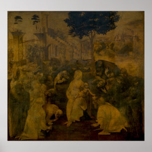 Poster Adoração Leonardo da Vinci dos Magos