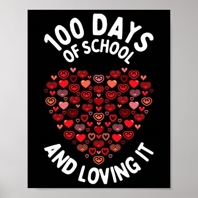 Poster Adorando 100 dias de escola coração bonito Feliz 1 (Frente)
