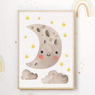 Poster Adoráveis Estrelas da Lua Quarto de Crianças Decor