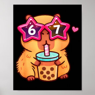 Poster Adorável amante de chá bubble capivara 6 7 meme ka