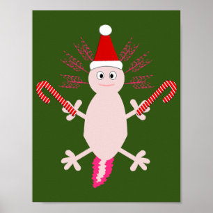 Poster Adorável Axolote de Natal
