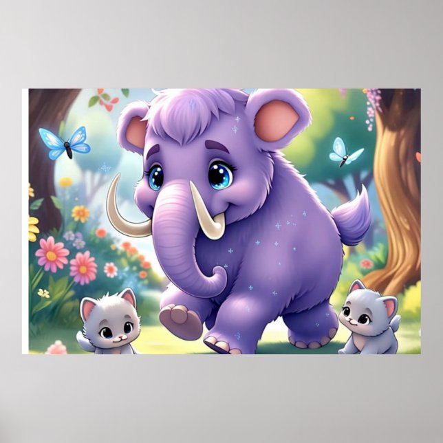 Poster Adorável Baby Mammoth (Frente)