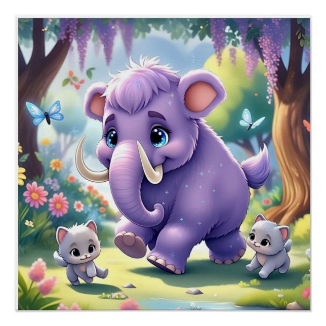 Póster Adorável Baby Mammoth (Frente)