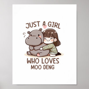 Poster Adorável Bebê Hippo, Só Uma Menina Que Ama Moo Den