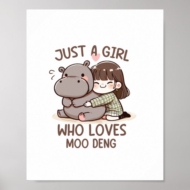 Poster Adorável Bebê Hippo, Só Uma Menina Que Ama Moo Den (Frente)