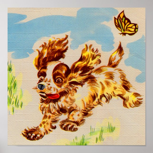 Póster adorável cachorrinho de panela em fuga (Frente)
