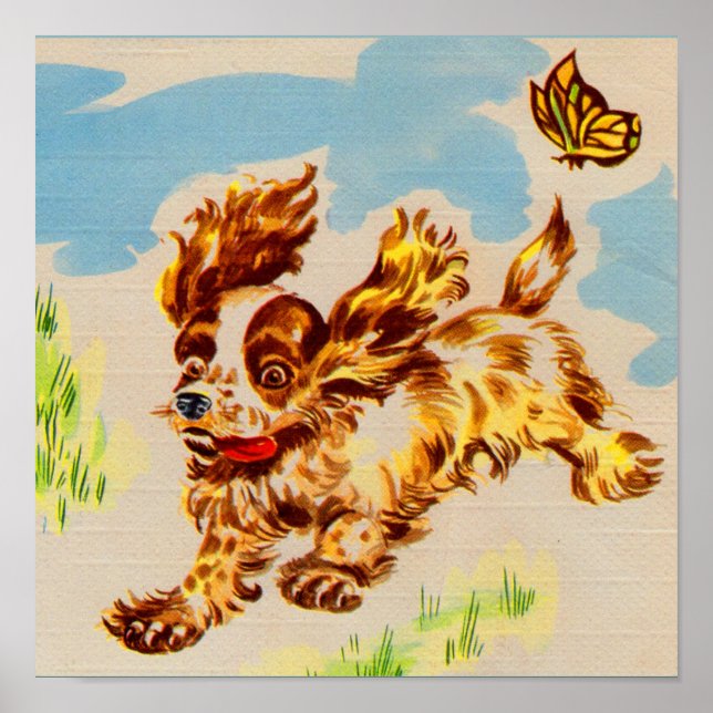 Póster adorável cachorrinho de panela em fuga (Frente)