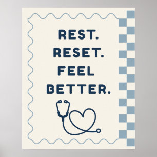 Poster Adorável descanso de Doodle, Redefinir, Sentir-se