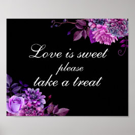 Poster Adorável, doce. Casamento roxo e preto