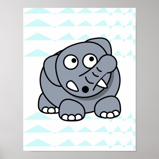Poster adorável elefante no fundo do dique nursery baby (Frente)
