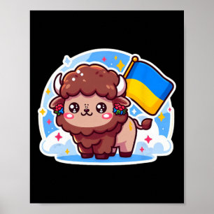 Poster Adorável Fã Ucraniano Bandeira da Ucrânia Biso Fof