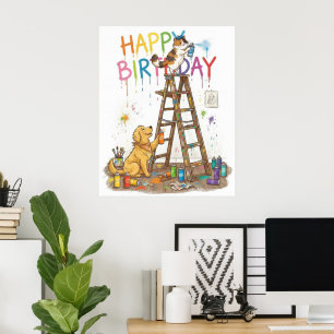 Poster Adorável Feliz Aniversário