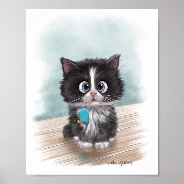 Poster Adorável Gatinho Cartoon Smoking (Frente)