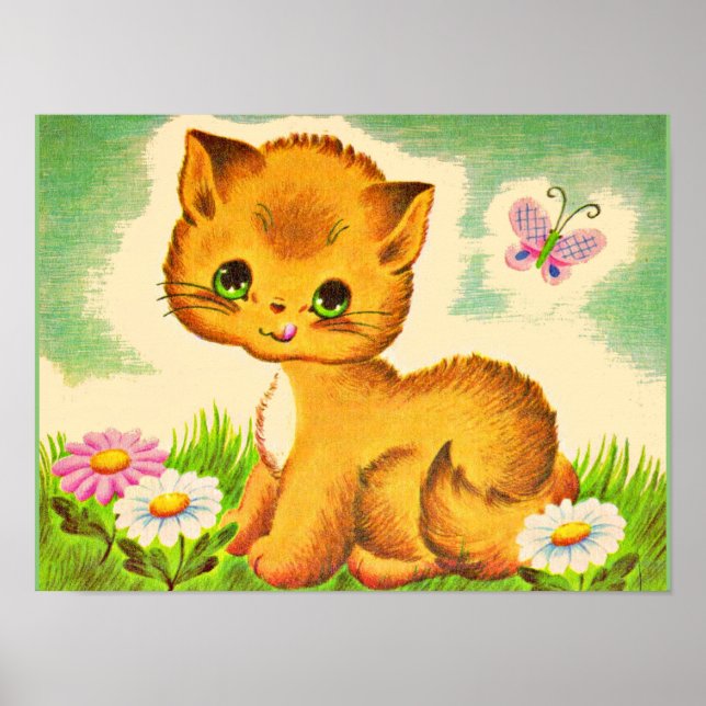 Poster adorável gatinho de olhos verdes (Frente)