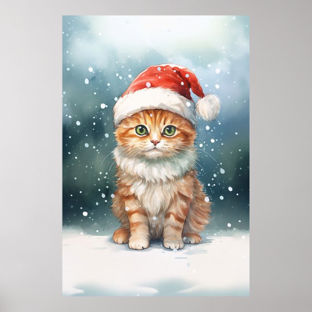 Poster Adorável Gengibre Gengibre De Natal Na Neve (Frente)