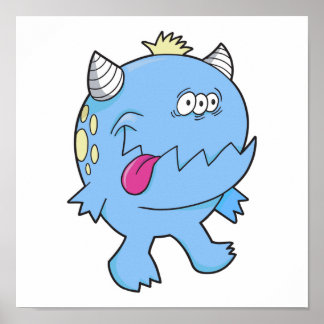 Póster adorável monstro da língua azul