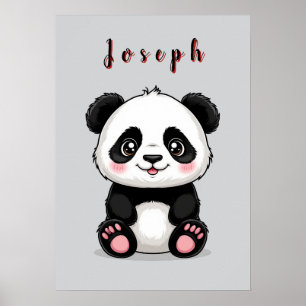 Poster Adorável Panda de Desenho Animado 🐼✨ Decoração Ac