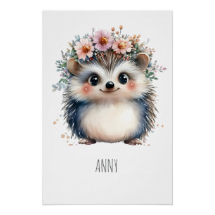 Póster Adorável pôster personalizado de ouriço estilo boh