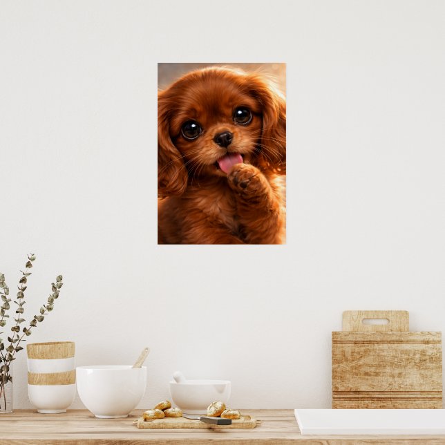 Poster Adorável Ruby Cavalier Spaniel (Cozinha)