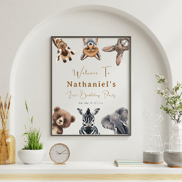 Poster Adorável Sinal de boas-vindas a Animais Safari