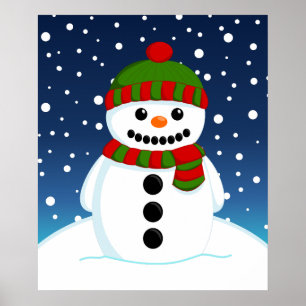 Poster Adorável Snowman de Natal