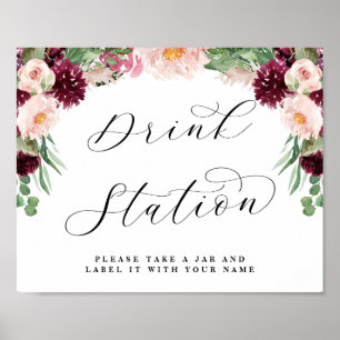 Poster Adore Floral Bebedouro Estação Sinal de Casamento 