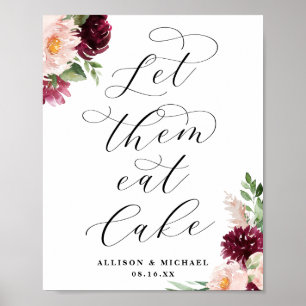 Poster Adore Floral Deixe-Os Comer Sinal De Casamento De