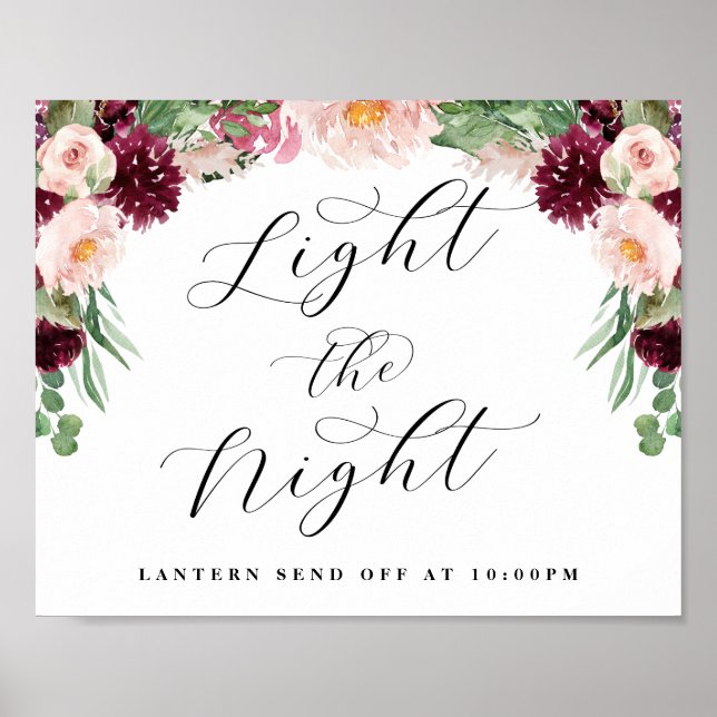 Poster Adore Floral Light the Night Enviar Sinal de Casam (Frente)