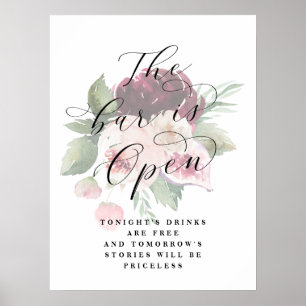 Poster Adore sinal de Recepção de casamento de Bar Aberta