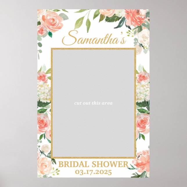 Poster Adorno Floral Boho de Fotografia em Dourado (Frente)