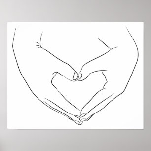 Poster Adoro Arte de Coração de Mão-de-Obra Desenhando