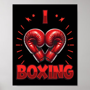 Poster Adoro Boxing Vermelho Luvas Coração Bo