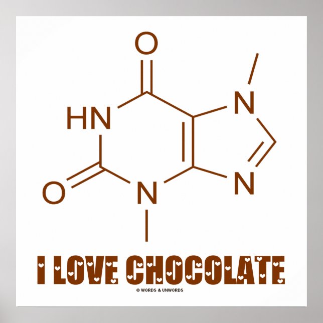 Poster Adoro Chocolate (Molécula Química de Teobromina) (Frente)
