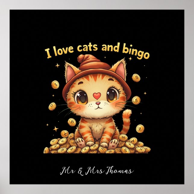 Poster Adoro Gatos e Bingo, Combo Perfeito Amor (Frente)