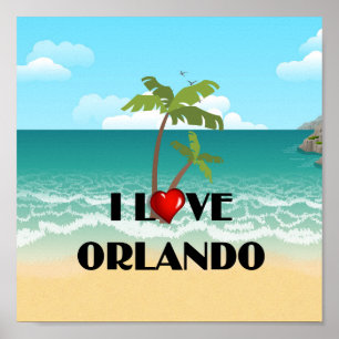 Poster Adoro Orlando, design tropical,
