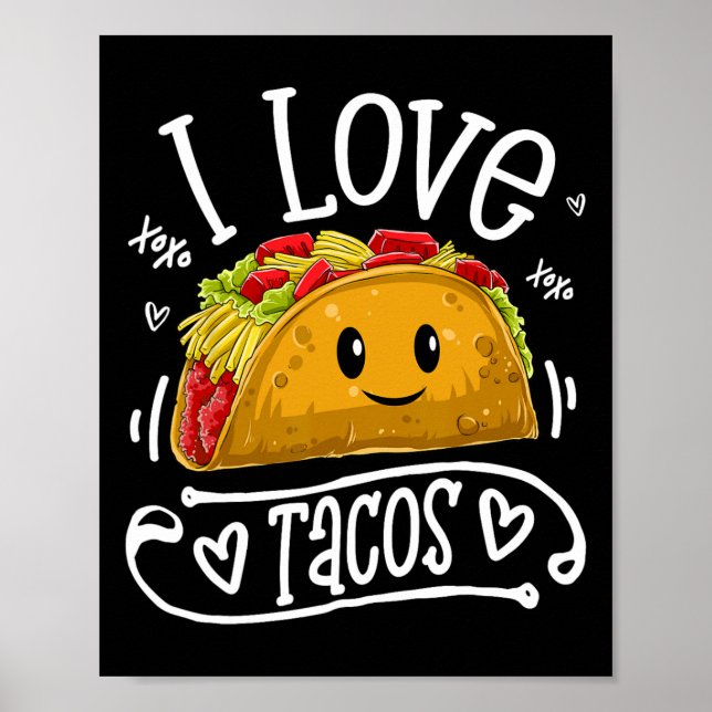 Poster Adoro Tacos T Shirt Cinco De Mayo Mulheres Homens  (Frente)