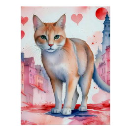 Póster Adoro um gato