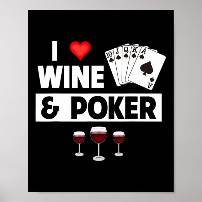 Poster Adoro Vinho E Cartões De Poker Gam De Casino Real (Frente)