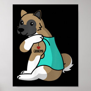 Poster Adoro vovó Tattoo Akita Dog