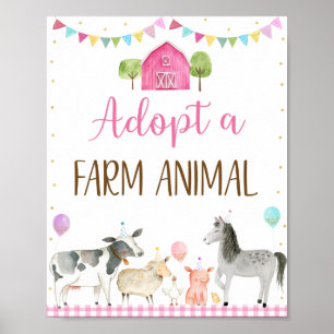 Poster Adotar Um Sinal De Aniversário De Animais Fazendas