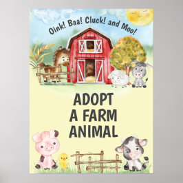 Poster Adotar um Sinal de Festa de aniversário Animal Faz