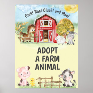 Poster Adotar um Sinal de Festa de aniversário Animal Faz