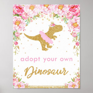 Poster Adotar um Sinal de Festa de aniversário de Dinoss