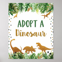 Poster Adotar Um Sinal De Mesa De Aniversário De Dinossau