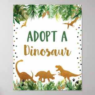 Poster Adotar Um Sinal De Mesa De Aniversário De Dinossau