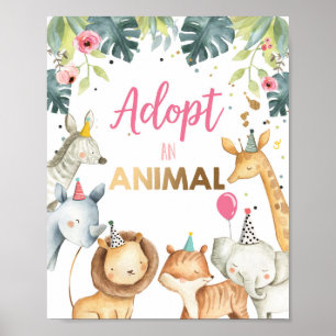 Poster Adotar um Sinal de Mesa de Aniversário para Anima