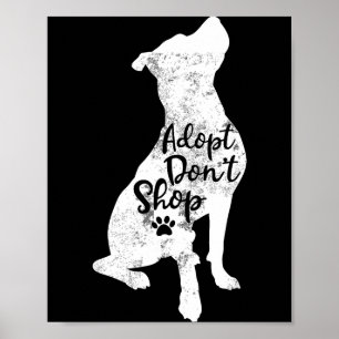 Poster Adote Não Compre Resgate Tbull Raça de Cachorro T
