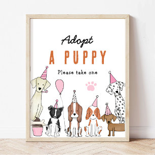 Poster adote um canhoto Sinal de Mesa de Cachorro Pawty