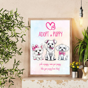 Poster Adote um filhote de filhotes que assina cachorrinh