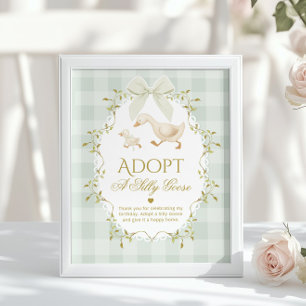 Poster Adote um Ganso Bobo Aniversário de 1 ano Neutro em